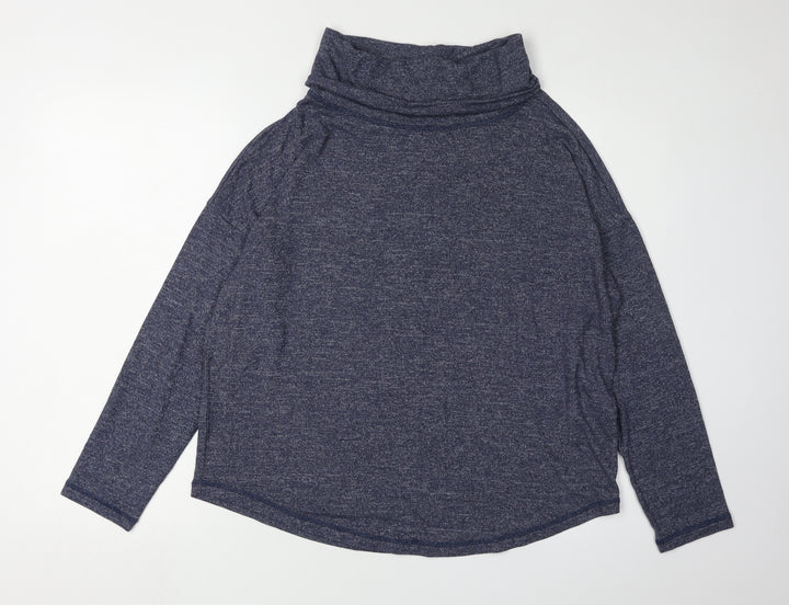 Night Owl Women's Blue Long Sleeve Cowl Neck Top M