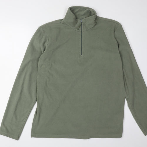 Mountain Warehouse Men's Green 1/4 Zip Fleece Sweatshirt S