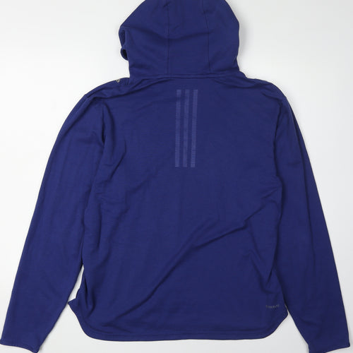 Adidas Blue Unisex Pullover Hoodie M - Lightweight & Hooded
