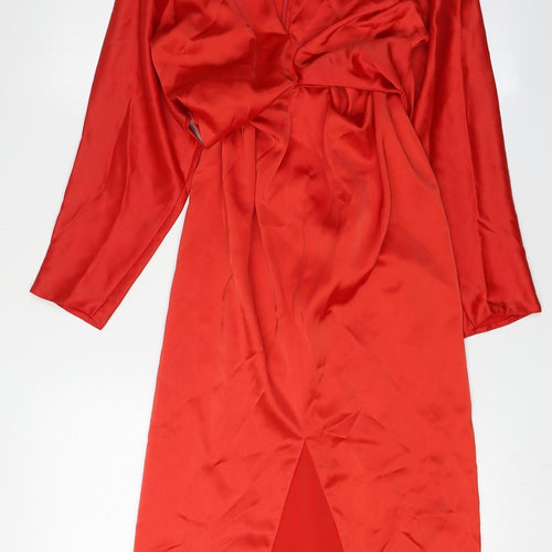 ASOS Design Red Wrap Midi Dress Size 10 - Party Ready!