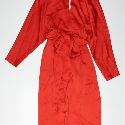 ASOS Design Red Wrap Midi Dress Size 10 - Party Ready!