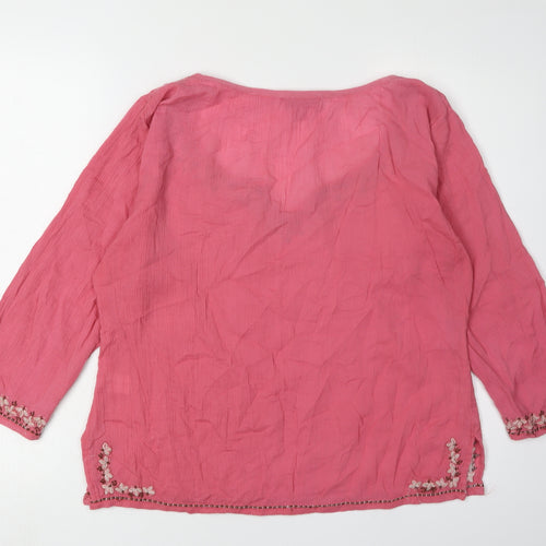 Monsoon Women's Pink Embroidered Tunic Top Size 12