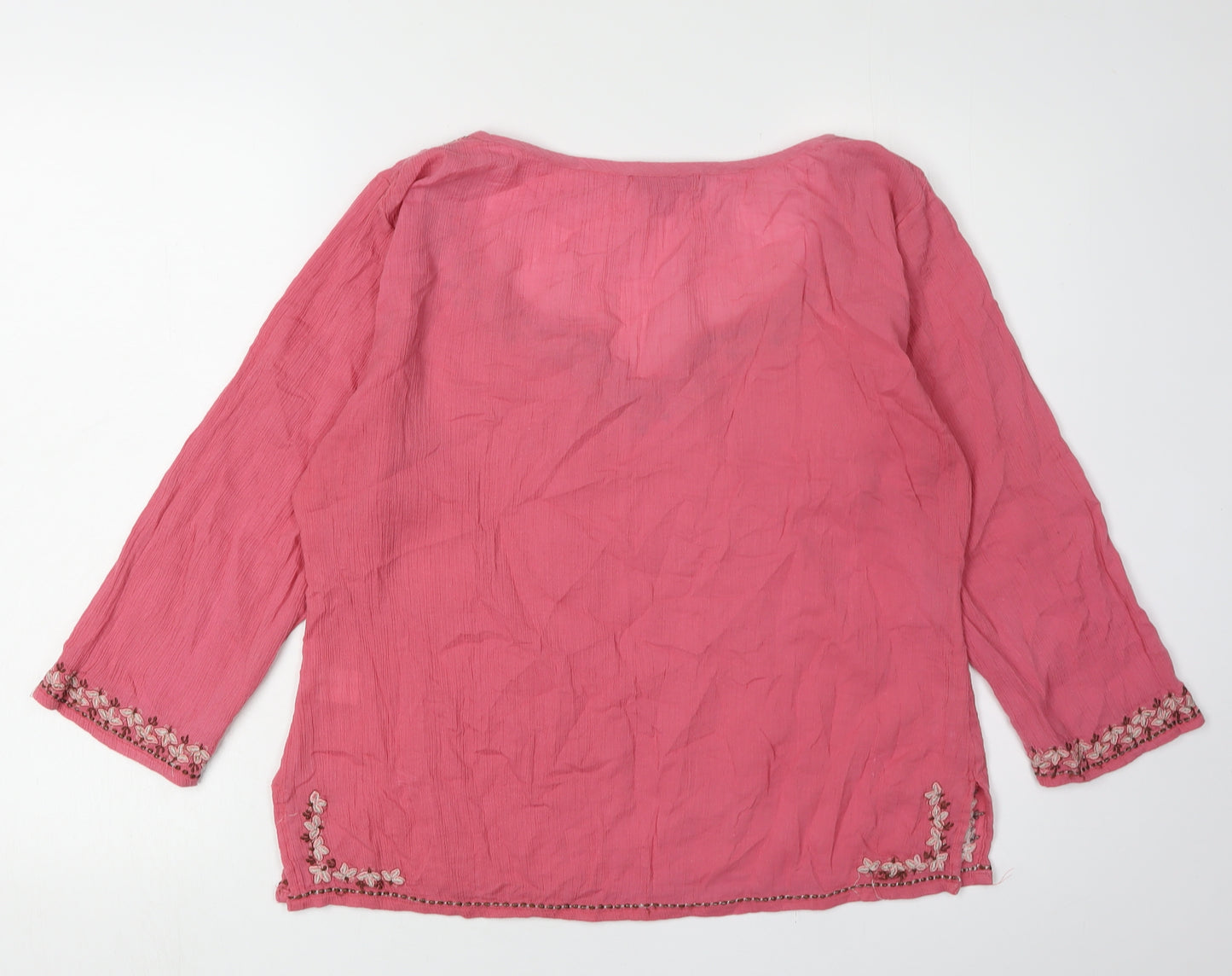 Monsoon Women's Pink Embroidered Tunic Top Size 12