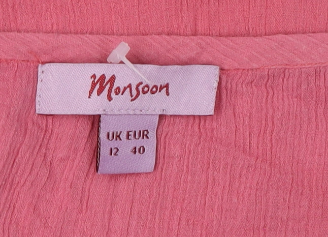 Monsoon Women's Pink Embroidered Tunic Top Size 12