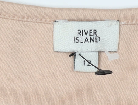 River Island Women's Beige Floral Shift Dress