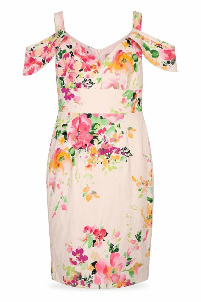 Front view of Jolie Moi Women's Floral Multicoloured Sheath Dress