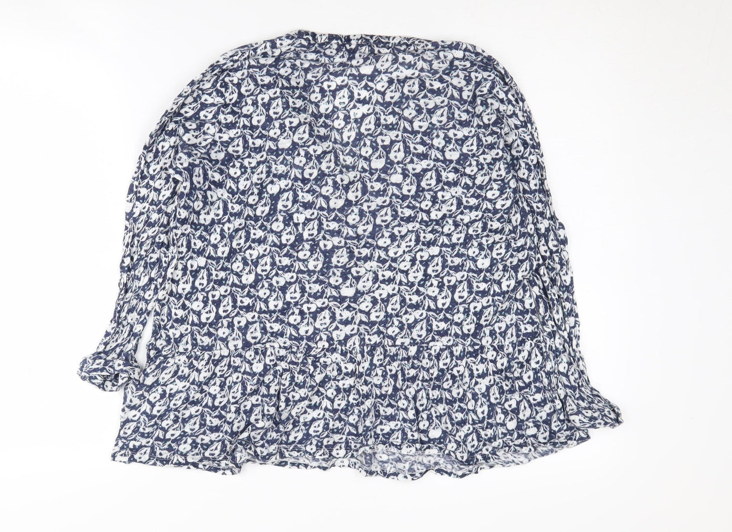 White Stuff Women's Blue Floral Linen Blouse Size 14