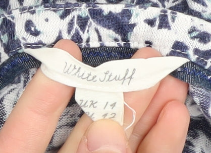 White Stuff Women's Blue Floral Linen Blouse Size 14