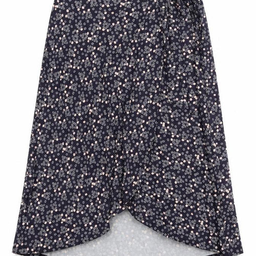 Rachel Ashwell Women's Blue Floral Wrap Midi Skirt S