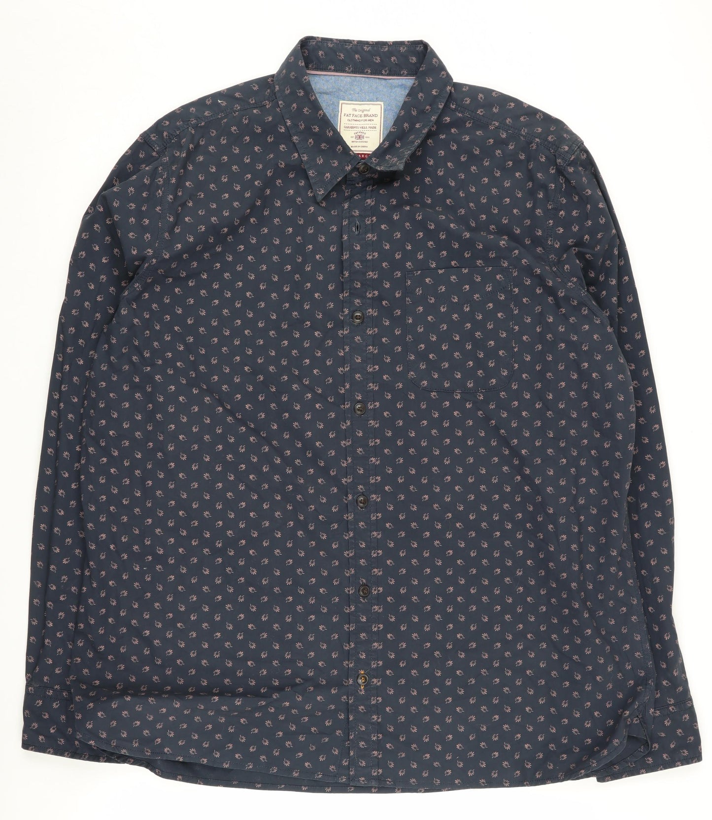 Fat Face Men's Blue Floral 2XL Long Sleeve Shirt