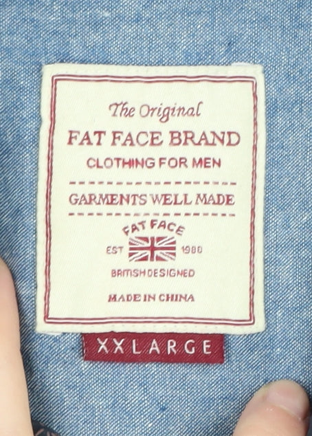 Fat Face Men's Blue Floral 2XL Long Sleeve Shirt