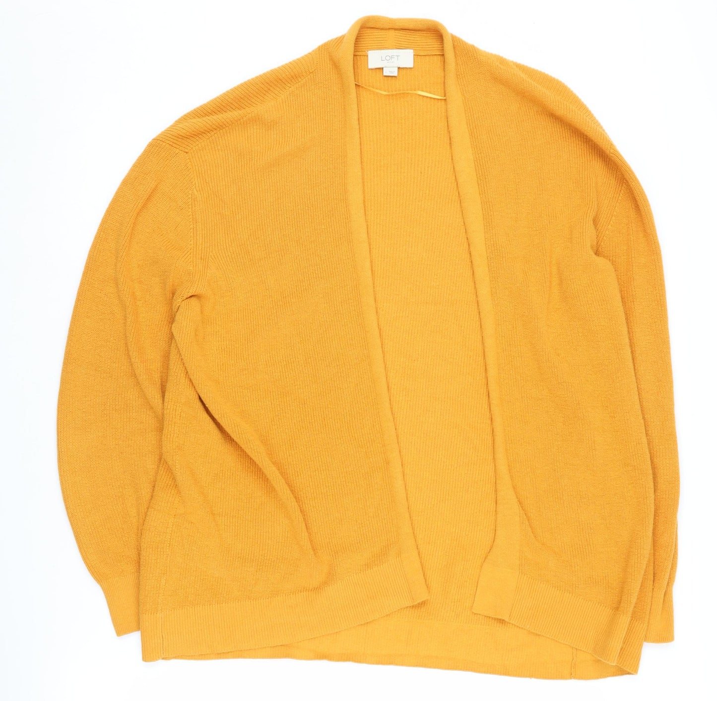 LOFT Women's Yellow Cardigan L Cotton Knit Jumper