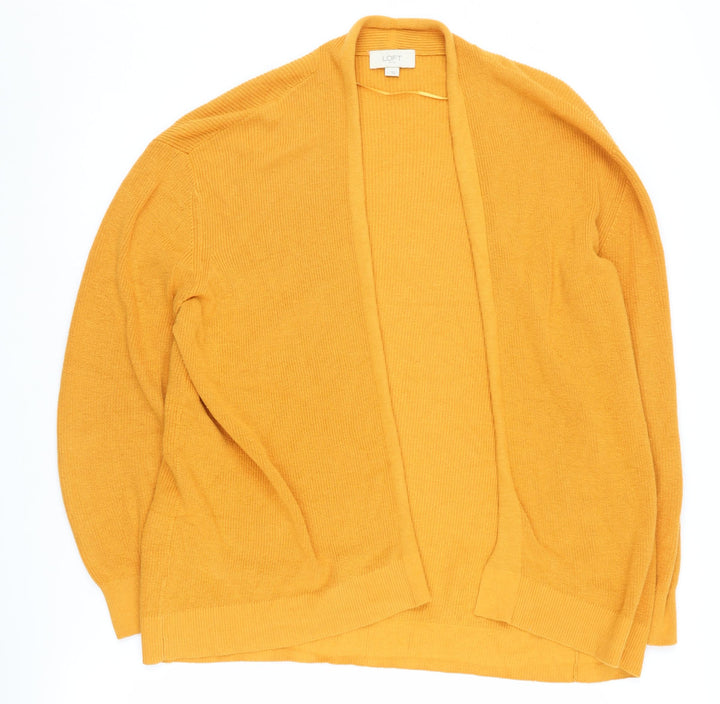 LOFT Women's Yellow Cardigan L Cotton Knit Jumper