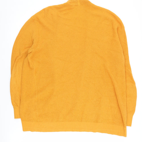 LOFT Women's Yellow Cardigan L Cotton Knit Jumper