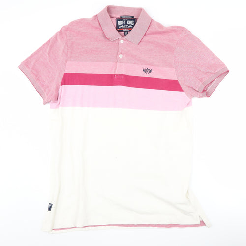 Drift King Men's Pink Colourblock Polo 2XL