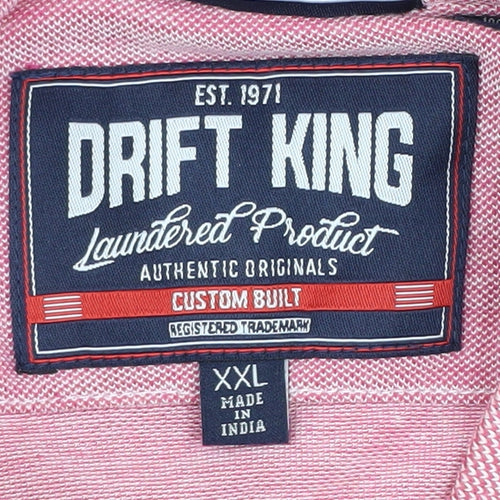 Drift King Men's Pink Colourblock Polo 2XL