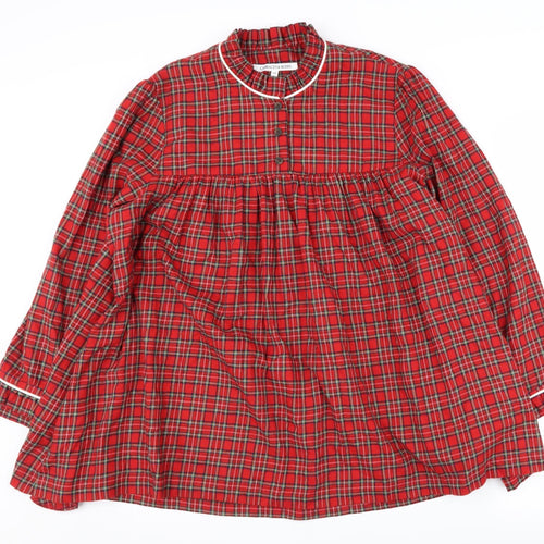 Cabbages & Roses Women's Red Plaid Cotton Blouse, Size 14
