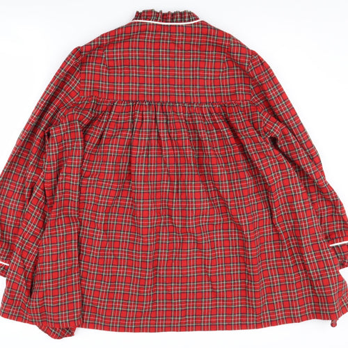 Cabbages & Roses Women's Red Plaid Cotton Blouse, Size 14
