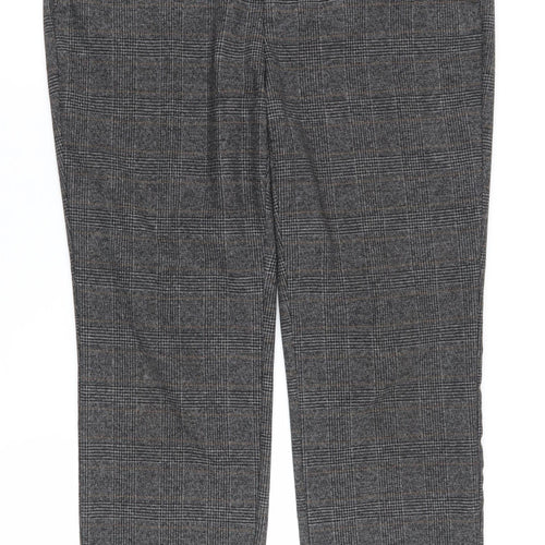 Zara Grey Check Cropped Trousers Women XL Business