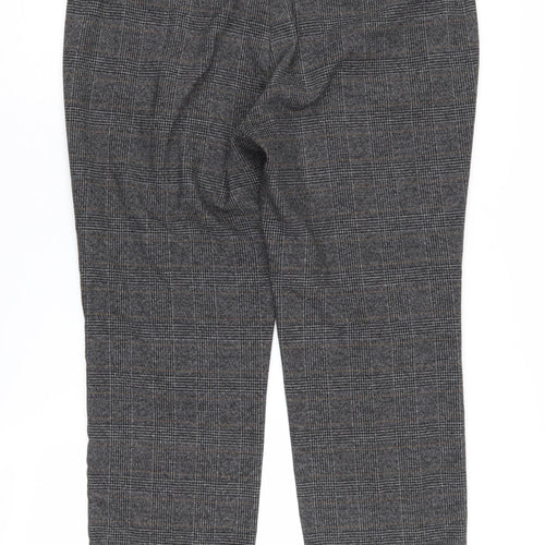 Zara Grey Check Cropped Trousers Women XL Business