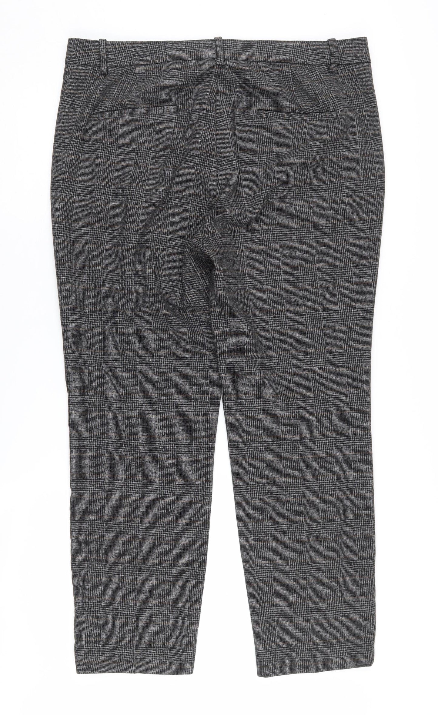 Zara Grey Check Cropped Trousers Women XL Business