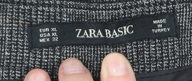 Zara Grey Check Cropped Trousers Women XL Business