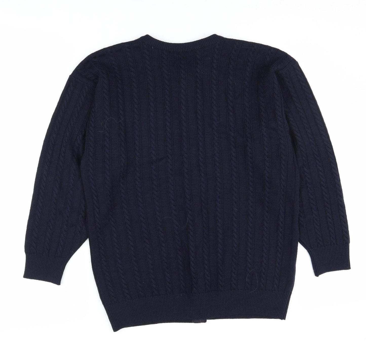 Straven Women's Blue Cardigan, Size 10, Cable-Knit, Wool, Button