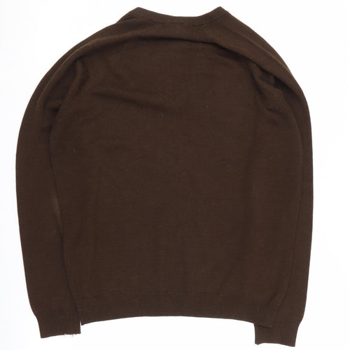 St Michael Men's Brown V-Neck Acrylic Pullover Jumper L