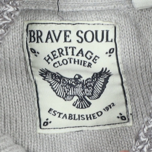 Brave Soul Men's Grey Henley Jumper Size L