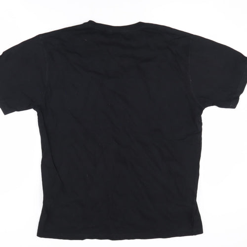 Saltrock Men's Black Graphic Print T-Shirt, Medium, Cotton