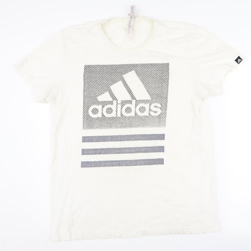 Adidas Men's White Logo T-Shirt Large