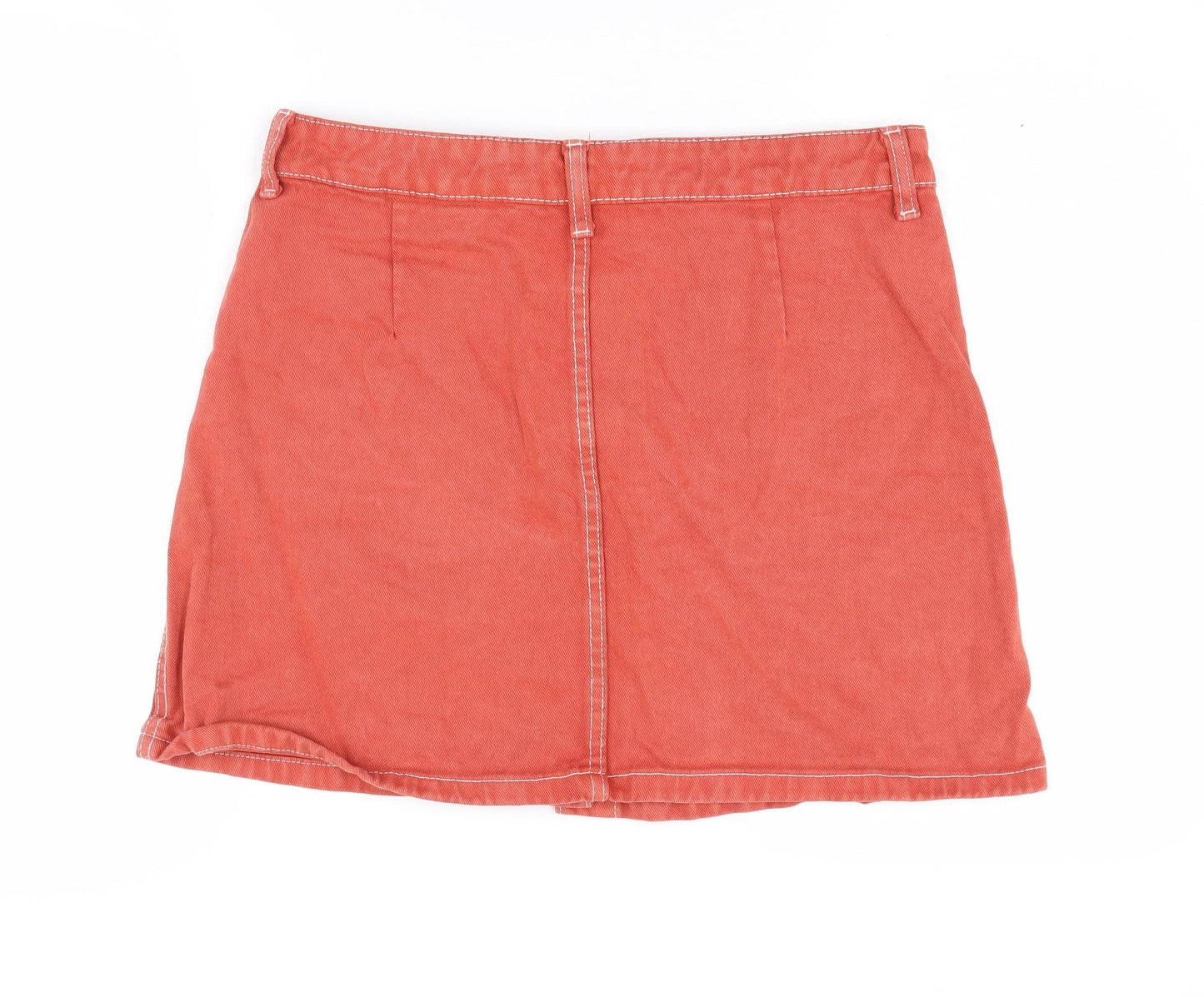 Bershka Women's Red A-Line Denim Skirt Size 10