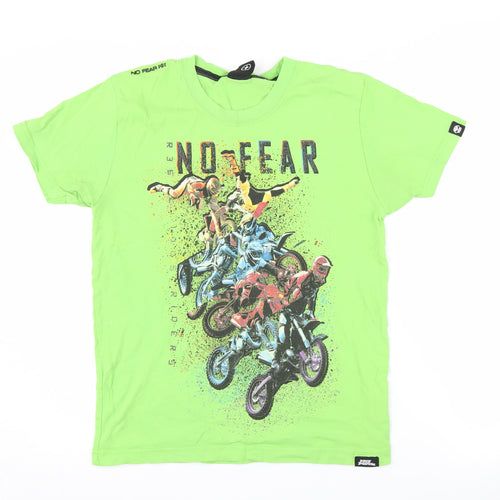No Fear Boys Green Motorsport Graphic T-Shirt 13 Years