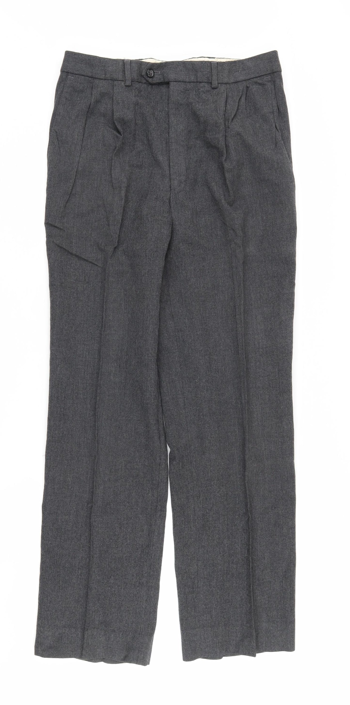 St Michael Men's Grey Wool Trousers, Size 32