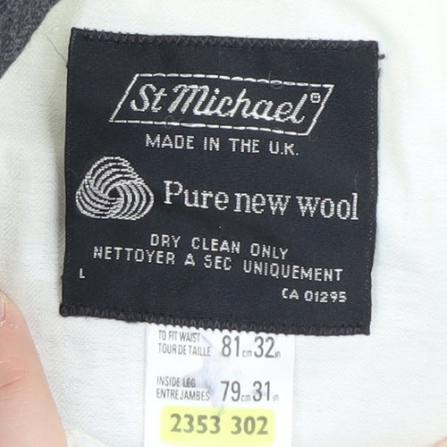 St Michael Men's Grey Wool Trousers, Size 32