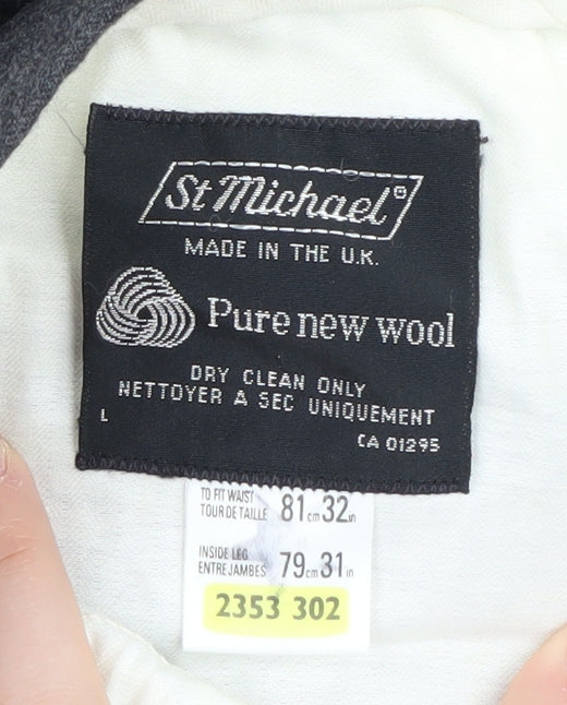 St Michael Men's Grey Wool Trousers, Size 32