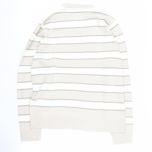 Marks and Spencer Men's Beige Striped Pullover Jumper M