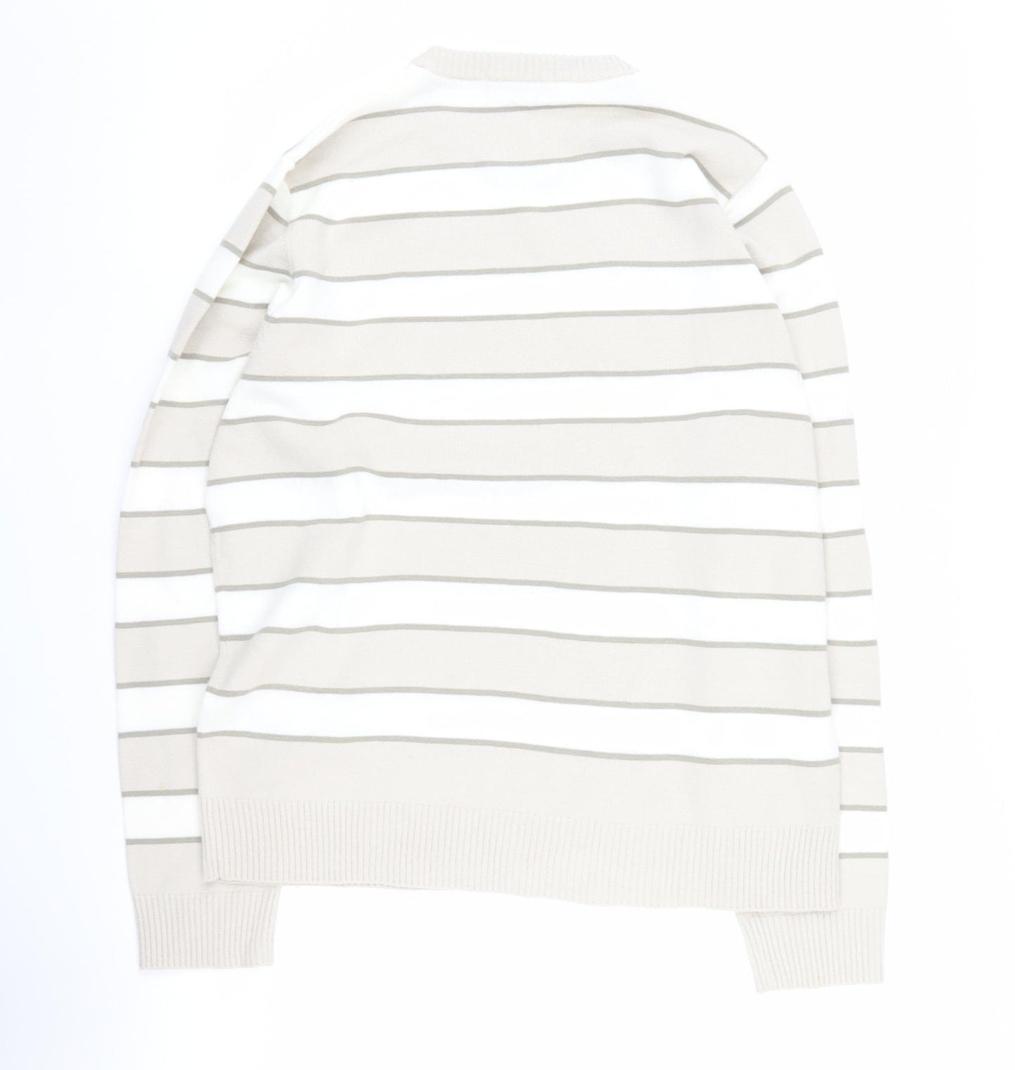 Marks and Spencer Men's Beige Striped Pullover Jumper M
