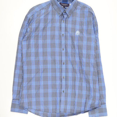William Hunt Men's Blue Check XL Long Sleeve Shirt