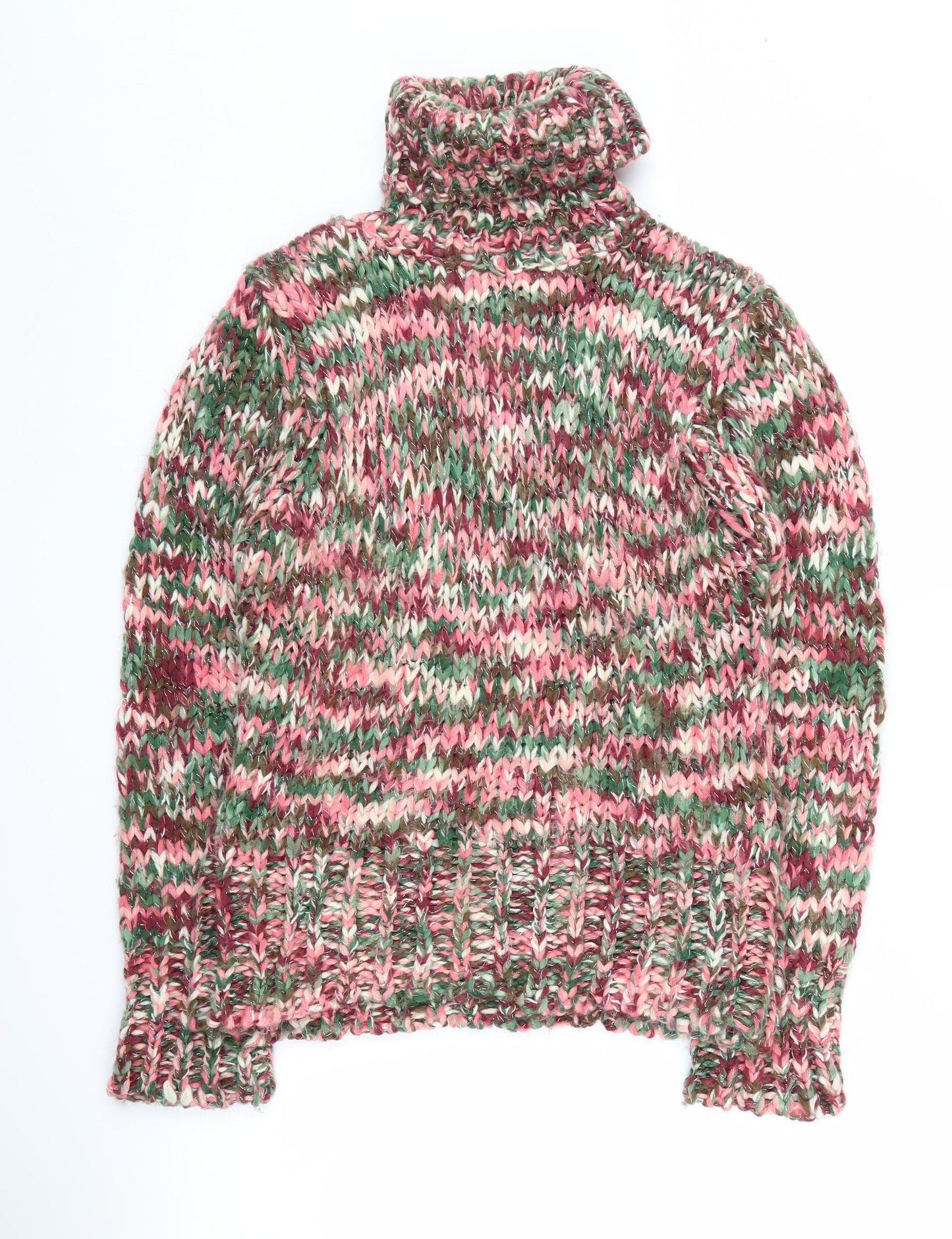 H&M Women's Multicoloured Chunky Knit Roll Neck Jumper M