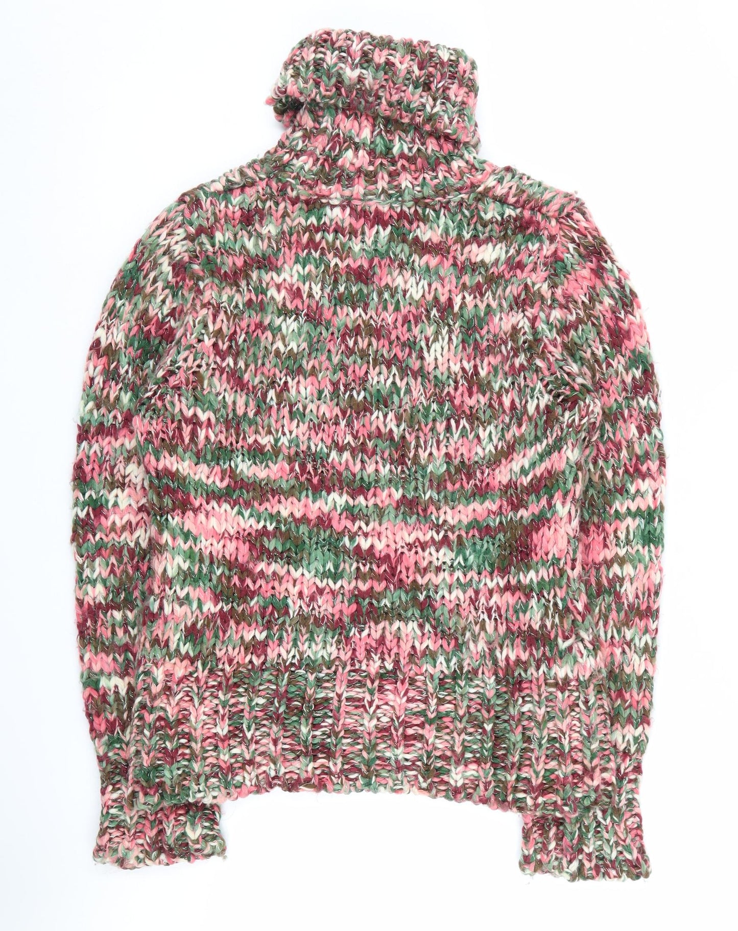 H&M Women's Multicoloured Chunky Knit Roll Neck Jumper M