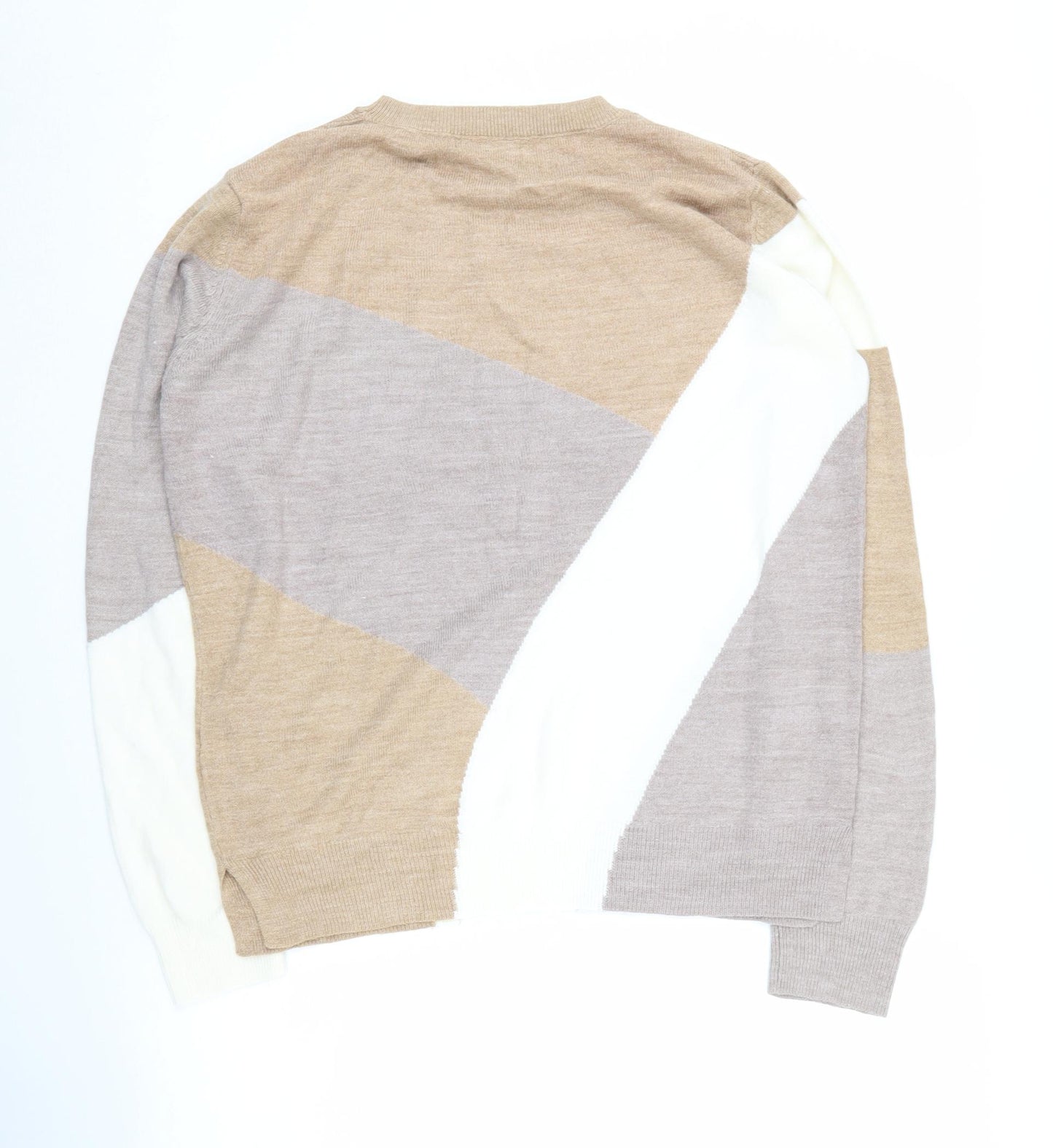 M&S Women's Beige Geometric Pullover Jumper Size 10