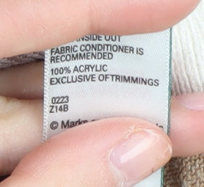 M&S Women's Beige Geometric Pullover Jumper Size 10