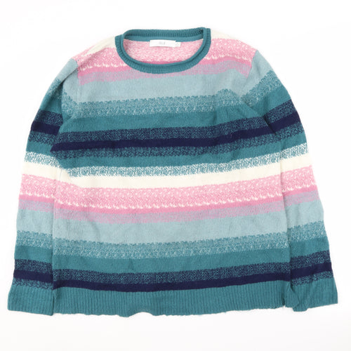 Isle Women's Multicoloured Striped Jumper, Size M, Crew Neck