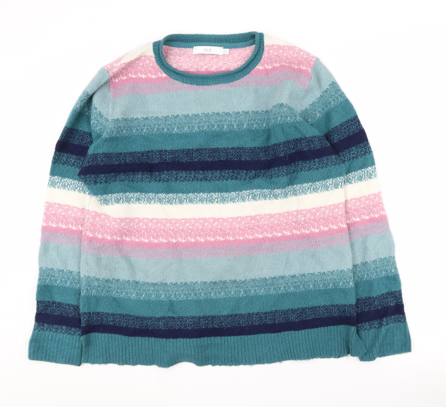 Isle Women's Multicoloured Striped Jumper, Size M, Crew Neck