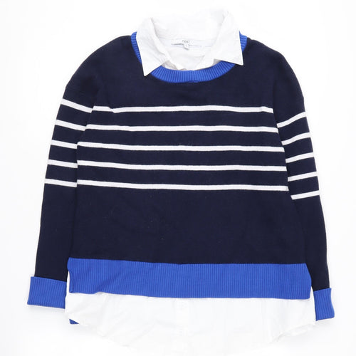 Next Women's Blue Striped Pullover Jumper M