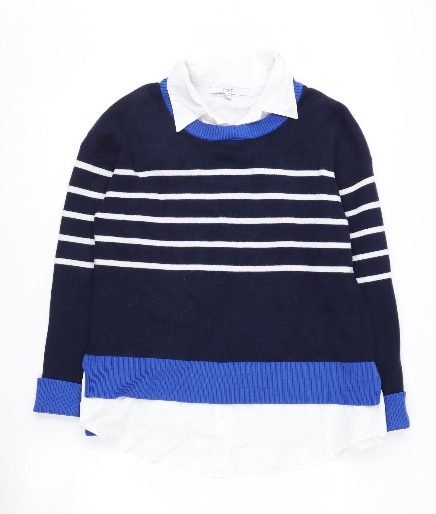 Next Women's Blue Striped Pullover Jumper M