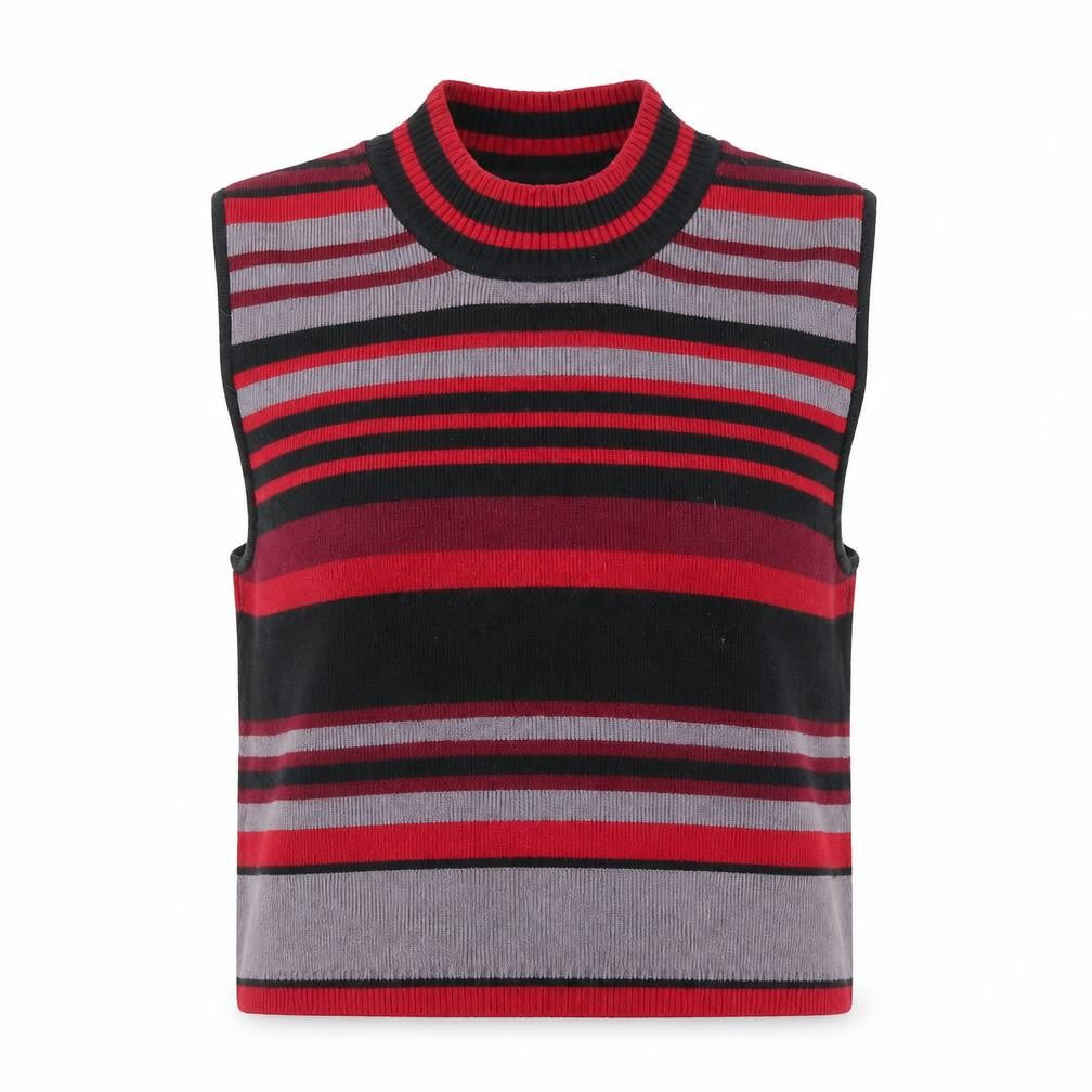 Front view of Cooperative Women's Multicoloured L Vest Striped Jumper