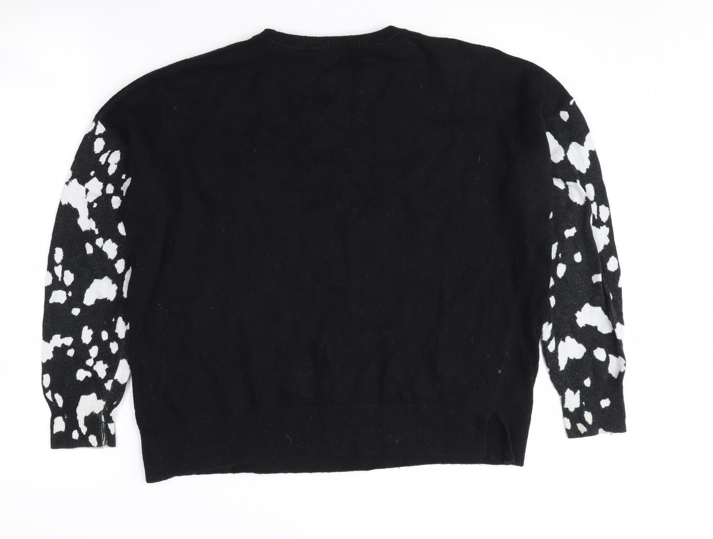 Mint Velvet Women's Animal Print Black Pullover Jumper Size 12