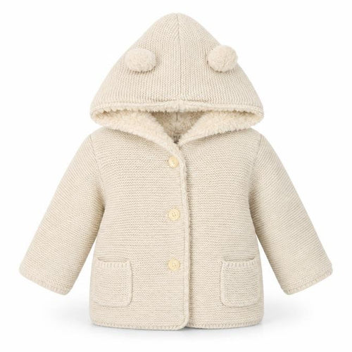 GAP Unisex Baby White Hooded Knit Coat 6-12 Months